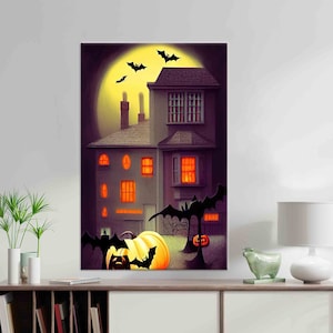Custom Wall Decor, Framed Wall Art, 3D Canvas, Enchanted House Halloween Decor, Scary Wall Art, Halloween&#39;s Gift Art Canvas,