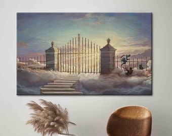 Banksy Pearly Gates, Pearly Gates Children Canvas Art, Abstract Wall Decor, Banksy Boy Wall Art, Pearly Gates Poster, Street Wall Decor,