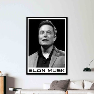 Elon Musk, Famous Art, Famous Quote Artwork, Celebrity Printed, Elon Musk Art Canvas, Portrait Art, Portre Poster, Renowned Canvas Art,