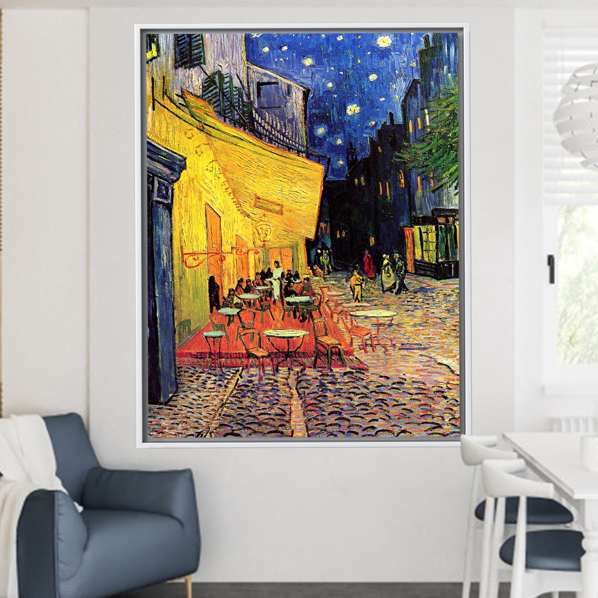 Cafe Terrace Night Starry Sky Landscape Canvas Art Cafe - Etsy