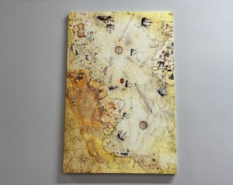 Piri Reis Map, Map Canvas, Antique Map Canvas, Trendy Art, Piri Reis Art Canvas, Vintage Map Art Canvas, World Map Wall Decor,