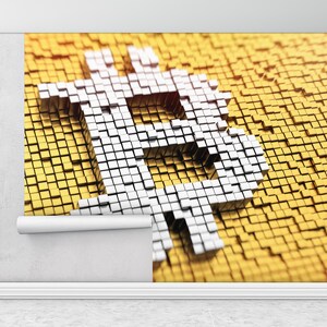 Trendy Wandaufkleber, modernes Wandbild, selbstklebendes Papier, Krypto Geld Wandtattoo, Krypto Wandkunst, Tapete Wandbild,