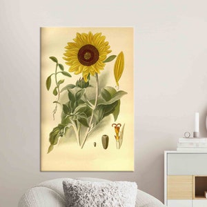Canvas, 3D Canvas, Gift for Him, Vintage Sunflower Painting Print, Flower Art Canvas, Sunflower Lover Gift Artwork, Floral Wall Decor,