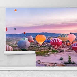 Travel Wall Mural, Modern Wall Paper, Turkey Wall Decor, Sunshine Mural, 3d Wall Paper, Custom Wall Paper, Goreme Wall Paper,