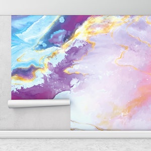 Marble Wall Decor, Purple Marble Mural, Colorful Marble Wallpaper, Wallpaper Panels, Wall Paper, 3D Wallpaper, Peel and Stick Wallpaper,