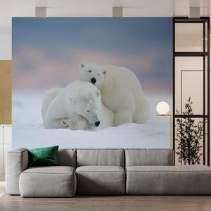 Weißer Bär Wandkunst, Wandaufkleber, Eisbären Wandpapier, Schlafender Bär Wandaufkleber, Wallpaper Bordüre,