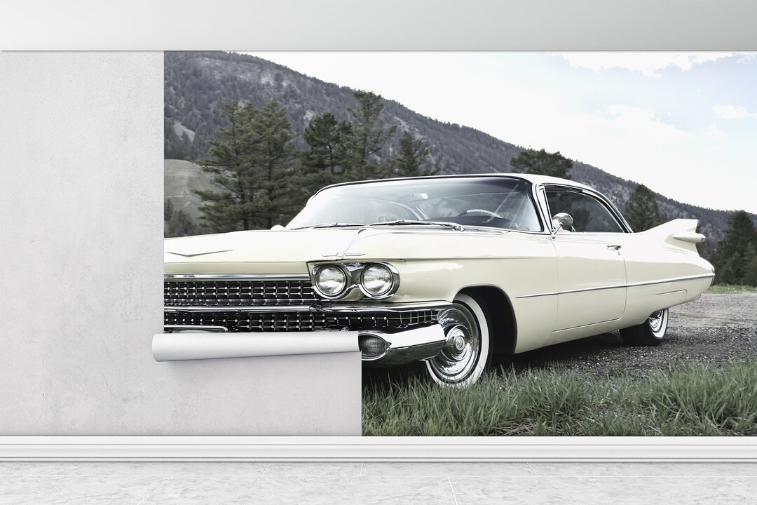 Car Wall Paper, Car Wall Print, Garage Wallpaper, Retro Car Wall Mural