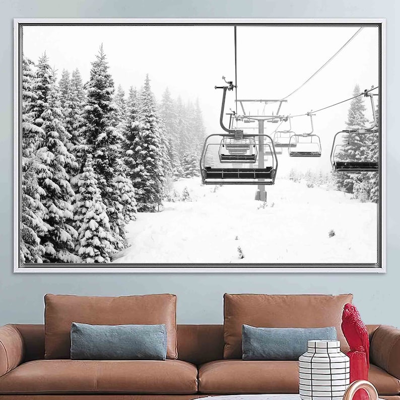 3D Wall Art Winter Artwork Canvas Wall Art Ski Resort Art Etsy