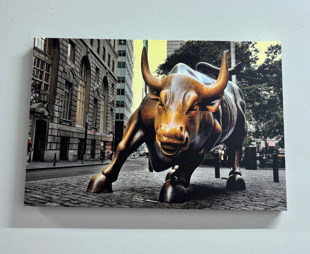 Animal Art Canvas, Wall Street Printed, Charging Bull Art Canvas, Wall