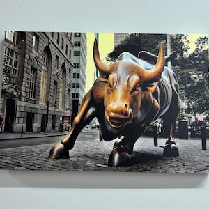 Animal Art Canvas, Wall Street Printed, Charging Bull Art Canvas, Wall Street Bull Canvas Art, Bronze Bull Wall Decor,