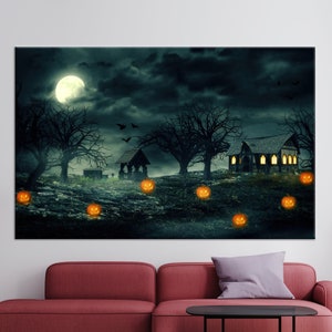 Gift for Him, Halloween Horror Party Decor, Scarecrow Canvas Print, Canvas Art, 3D Wall Art, Witch Canvas, Scary Artwork,