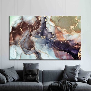 Arte de pared de mármol moderno, arte de pared de mármol dorado, impresión brillante, arte de mármol de lujo, arte de pared abstracto, lienzo de mármol abstracto,