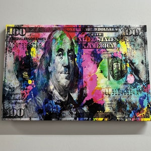 Colorful Money Wall Decor, Modern Artwork, Abstract Canvas Art, 100 ...