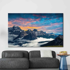 Tre Cime di Lavaredo, Mountain Landscape Printed, Sunset In The Mountains Poster, Landscape Art Canvas, View Printed,