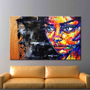 Colorful Woman Painting, Abstract Woman Wall Art, Woman Portrait Art, Colorful Wall Art, Colorful Woman Art Canvas,