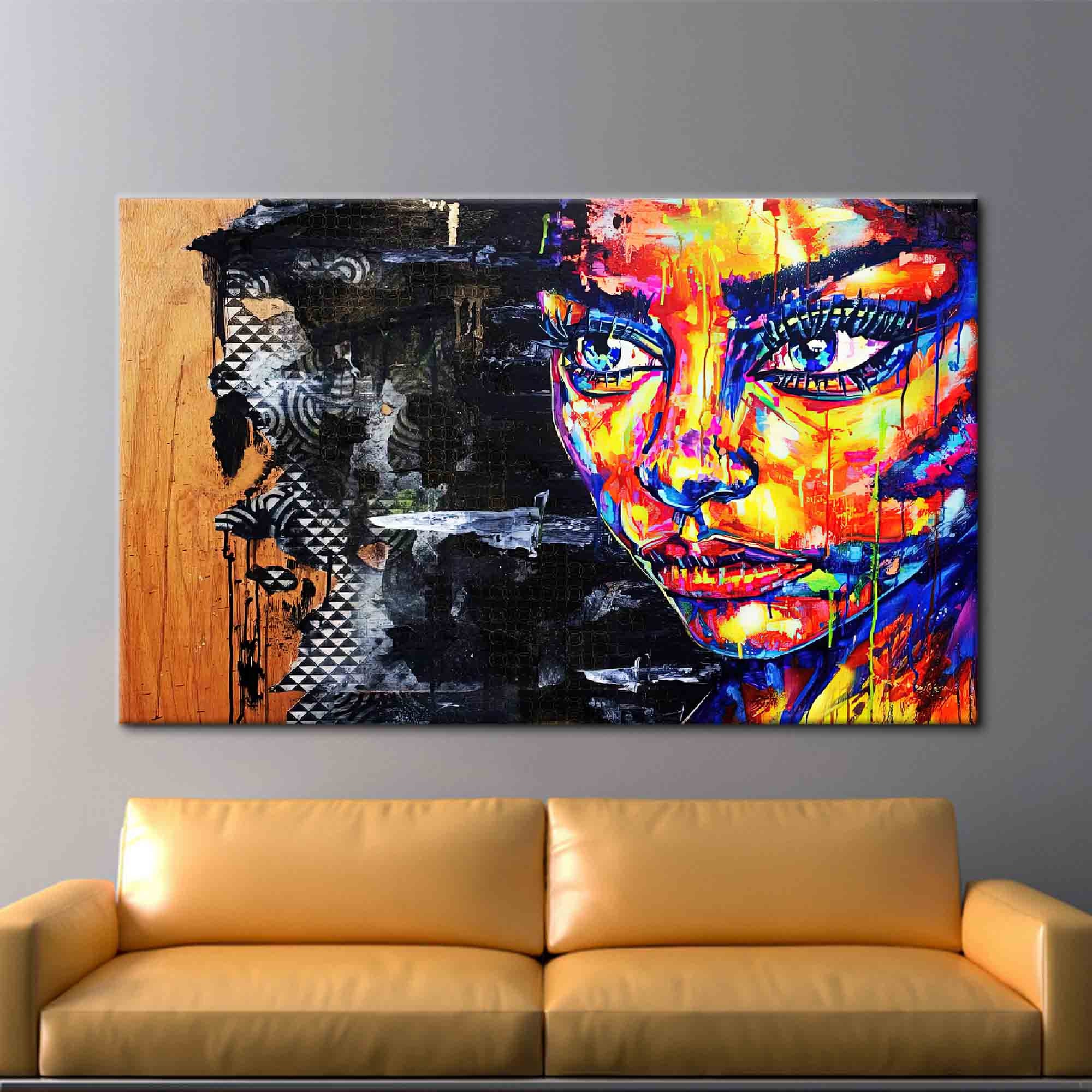 Colorful Woman Painting, Abstract Woman Wall Art, Woman Portrait Art ...