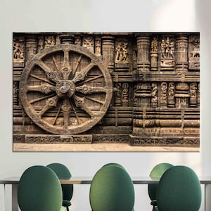 Konark Sun Temple Art, Indian Canvas, Chakra 3D Canvas, Wall Hanging, Personalized Gift, Framed Canvas Art, Living Room Wall Art, Home Decor
