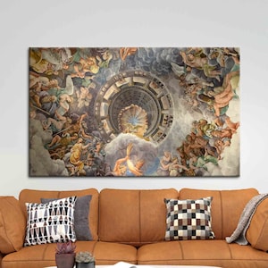 Ceiling Fresco Canvas Wall Art | Baroque Renaissance Wall Decor | Mythological Art Print for Home | Classic Italian Ceiling Painting