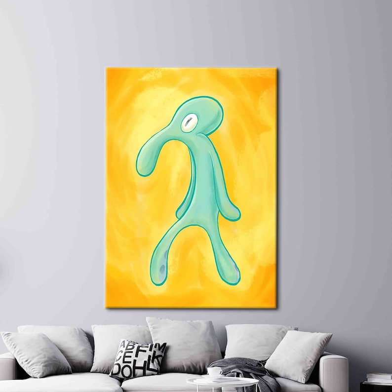 Canvas Art Squidward Painting Print, Bold And Brash Wall Art, Abstract Poster, Squidward Poster, Modern Art Canvas, Luxury Printed, image 2