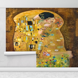 Wall Paper Peel and Stick, , Bright Wall Paper, Famous Wall Art, Couple Wall Decor, Custom Wall Paper, Reproduction Wall Mural,
