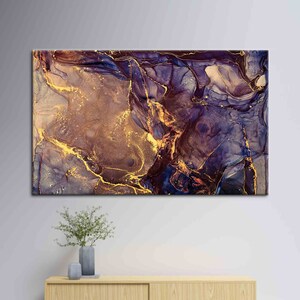 Canvas Art Purple And Gold Marble, Alcohol Ink Wall Decor, Abstract Canvas Art, Contemporary Art, Gold Marble Wall Decor, Modern Poster,