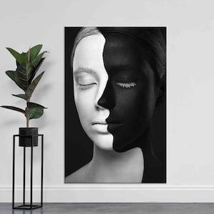 Woman Artwork, Black And White Woman, Wall Art Canvas, Trendy Canvas Print, Gift for Him, Canvas, Abstract Artwork, Modern Wall Art,