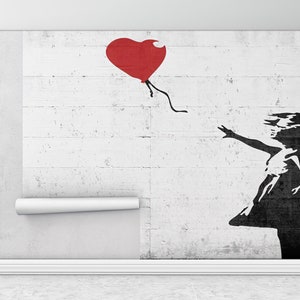 Banksy Wall Art, Murale contemporaneo, Girl Graffiti Wall Print, Red Abbllon Graffiti Wall Painting, Abstract Wall Decor, Painting Wall Decor,