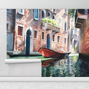 Custom Wall Paper, Modern Wall Paper, Italy Wall Mural, , Grand Canal Landscape Wall Painting, Wall Paper Peel and Stick, Modern Wall Art,