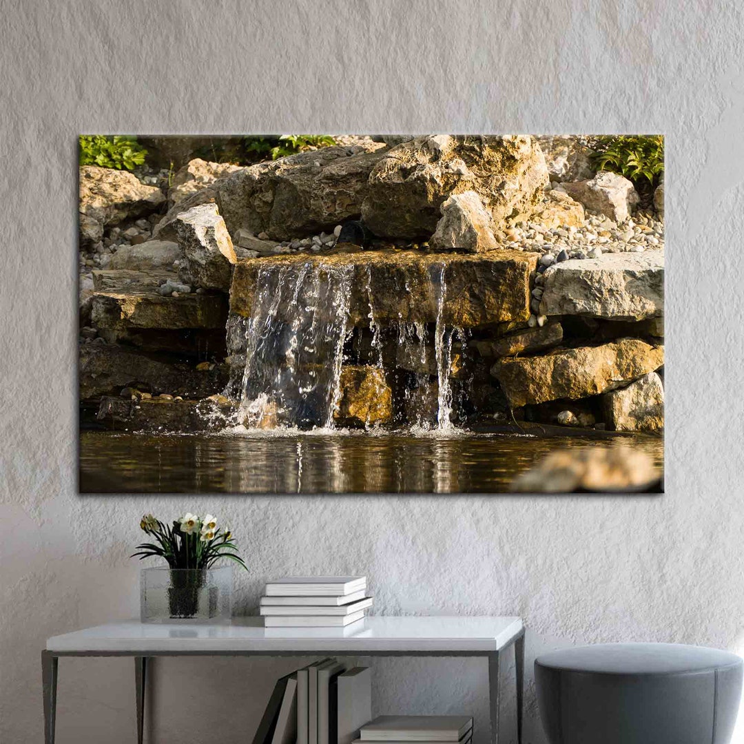 Nature Landscape Wall Decor, Water Landscape Canvas Art, Waterfall Wall