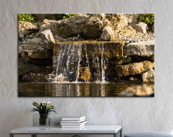 Décoration murale paysage naturel, toile d'art paysage aquatique, art mural cascade, toile d'art sérénité, art de la nature, paysage cascade imprimé,