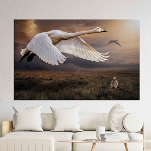 Storch Leinwand Dekor, Leinwand Wohnkultur, Wohnzimmer Wandkunst, Abstraktes Poster, Baby Wanddekor, Benutzerdefinierte Wandbehang, Vogel Leinwand Kunst,