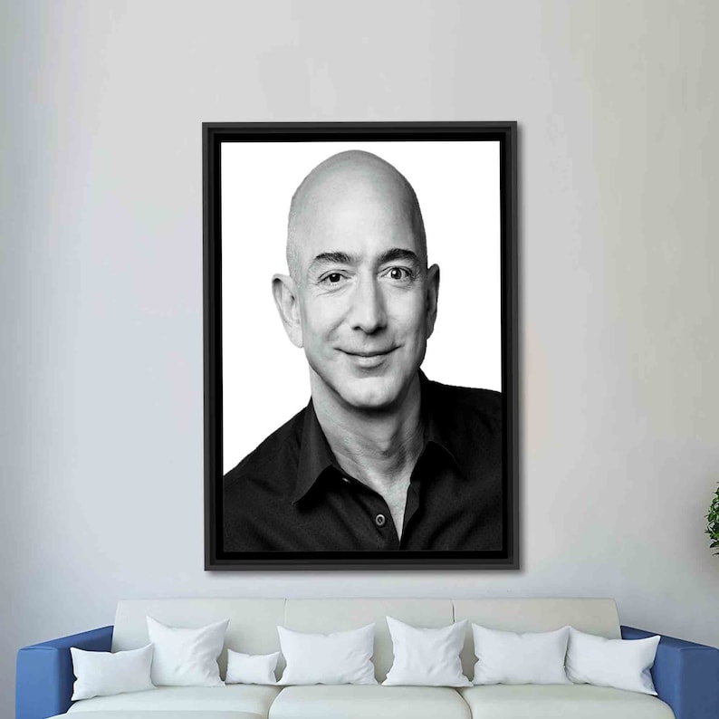 Jeff Bezos, Celebrity Poster, Jeff Bezos Canvas Art, Portrait Canvas ...