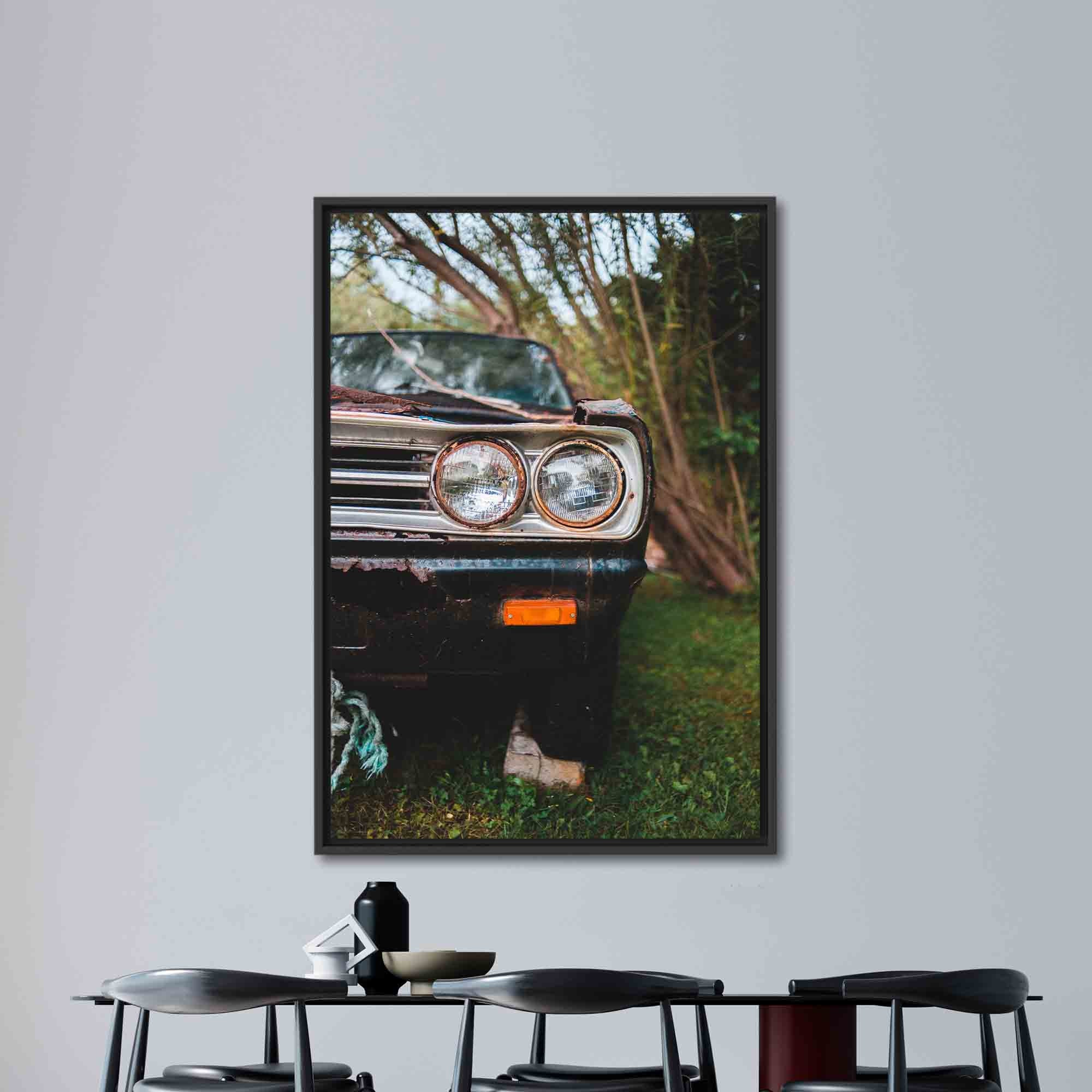 クラシックカーアートキャンバス、錆びた車のアート、アメリカ車の