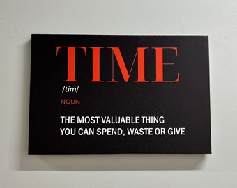 Time Definition Wall Art, Motivational Wall Art, Success Art Canvas, Time Canvas, Motivation Wall Decor, Inspirational Wall Art,