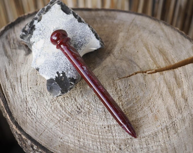 Hair stick "Red Iron" epoxy resin with decorated headpiece