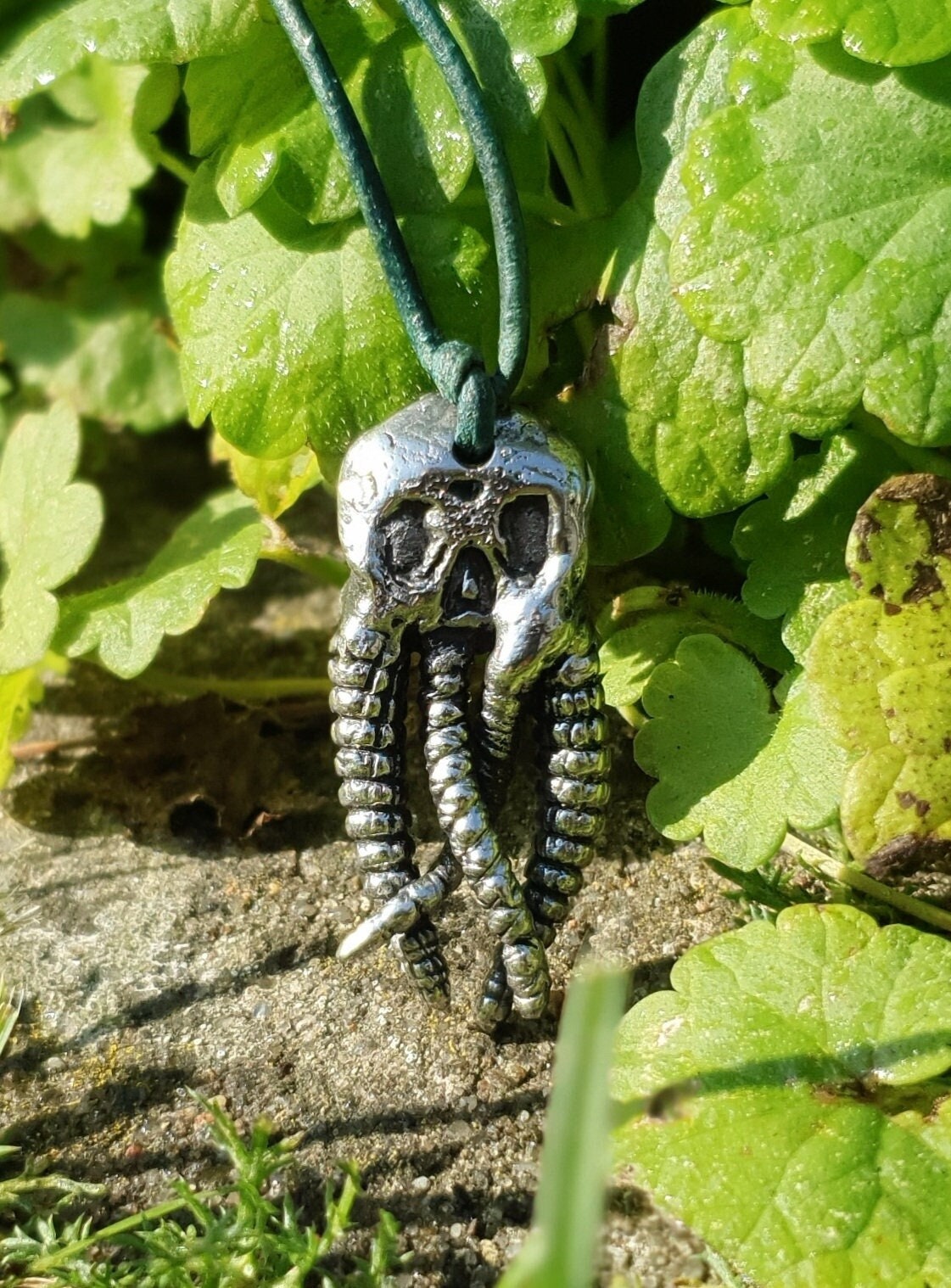 Kette Edelstahl Schädel Säbelkatze Totenkopf Skull Silber Anhänger Gothic  Biker