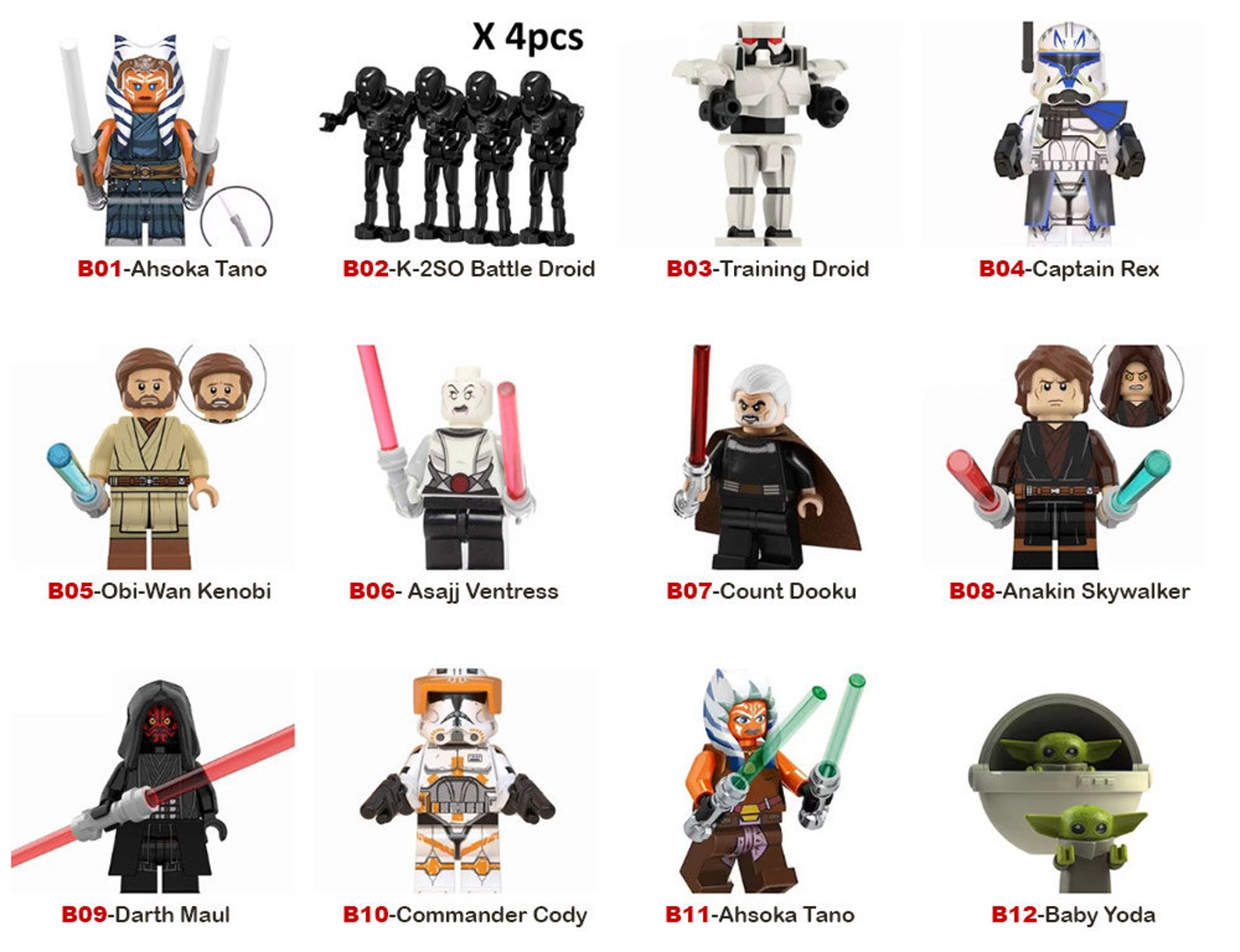 Custom Made Minifigure Star Wars Movie Custom Print Minifig Etsy