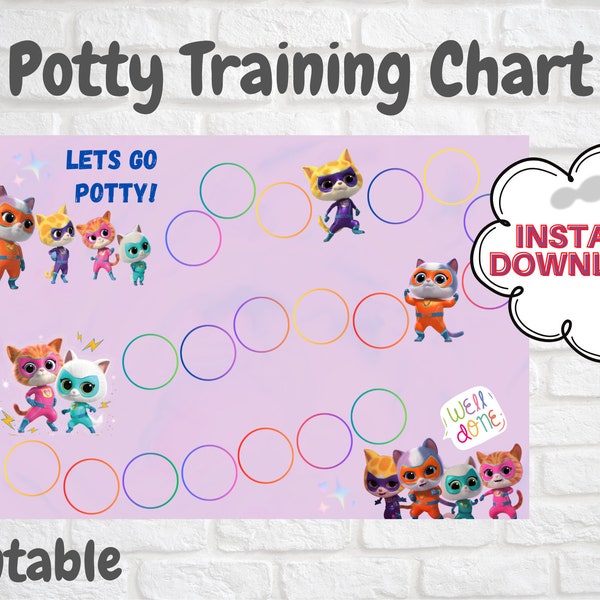 Super Kitties Potty Training Chart - PDF - Printable