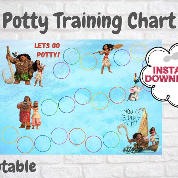 Moana Potty Training Chart - PDF - Printable