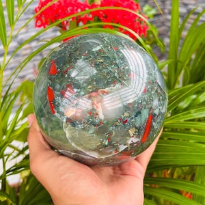 140 MM Large African Bloodstone High Grade Quality Sphere || Home Decor Crystal Sphere || Crystal Energy