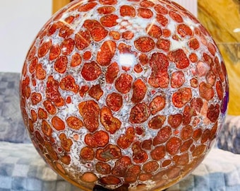 Rare Red King Cobra Jasper Sphere, Large Natural Crystal Home Decor Piece