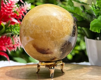 Esfera de piedra septaria amarilla: Bola de meditación para la sanación de chakras (55 mm)