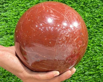 Large Red Jasper Sphere: Natural Healing Crystal, Home Decor (160MM),Metaphysical Healing Crystal Ball,Housewarming Gifts