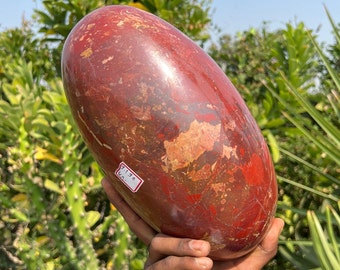 Large Red Jasper Lingam Stone: Healing Energy Decor (265MM)