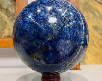Large Sodalite Sphere, Natural Blue Healing Meditation Decor, Third Eye Chakra Stone