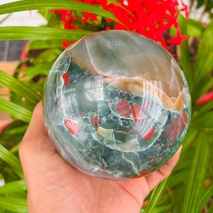 115 MM Large African Bloodstone High Grade Quality Sphere || Home Decor Crystal Sphere || Crystal Energy