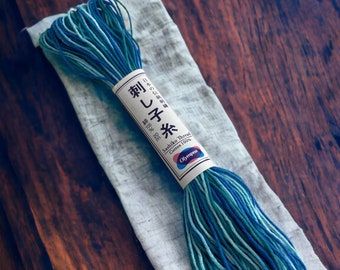 Sashiko broderie japonaise fils Olympus dégradé 20m bleu