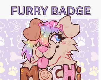 Custom furry fursona badge art