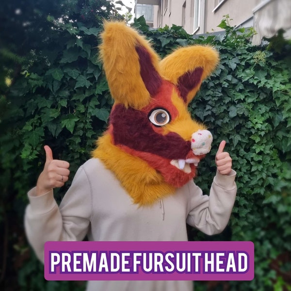 PREMADE Fursuit autumn fox head fursona costume mask