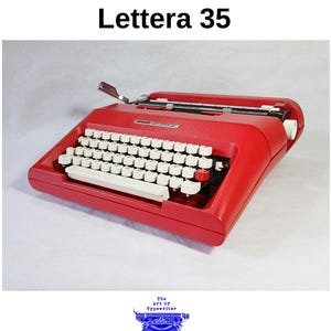 Machine à écrire rétro Olivetti Lettera 35 rouge vif - machine à écrire italienne originale - décoration vintage